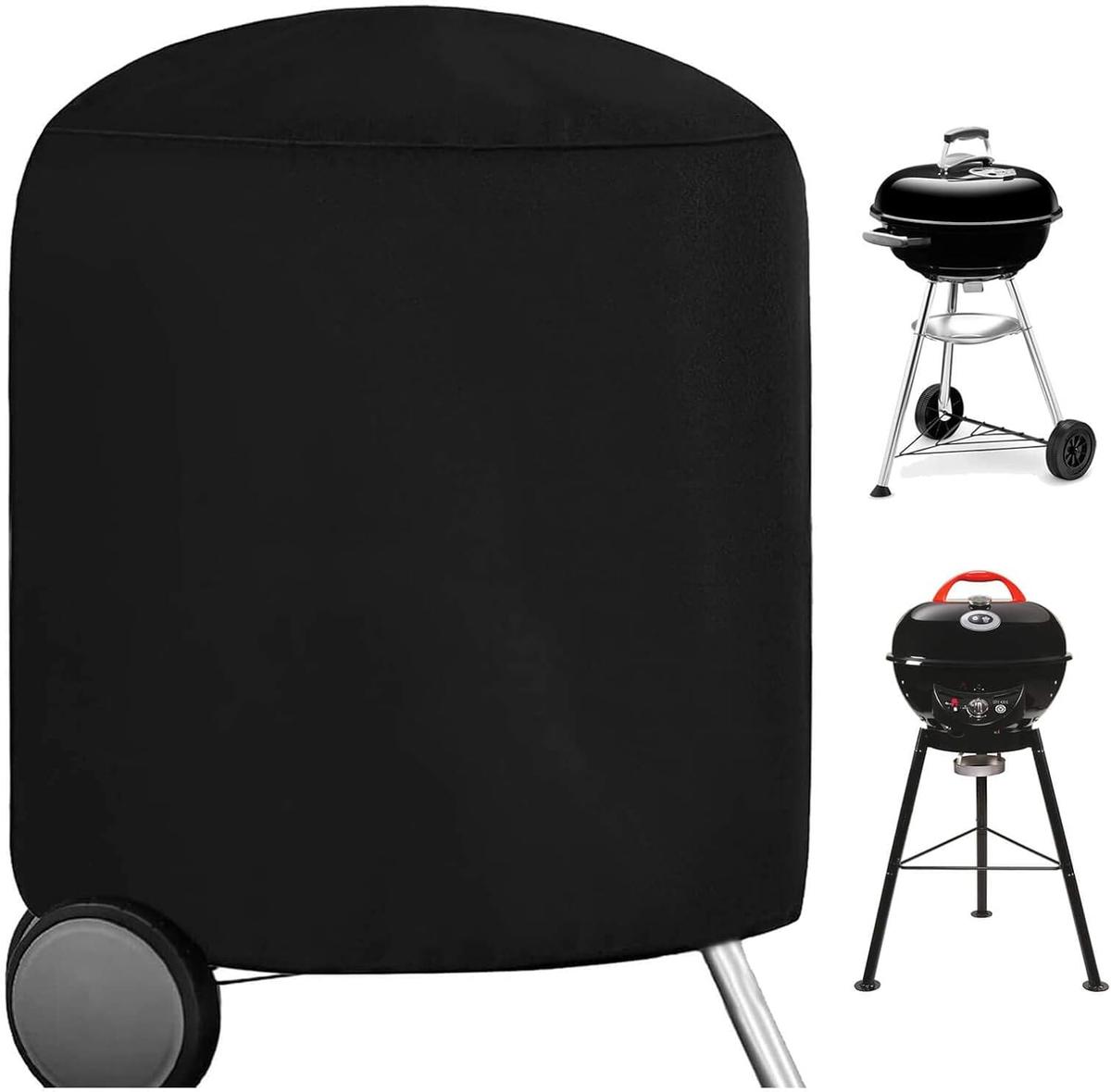 RICHIE Runde Grillabdeckung, Grill Abdeckhaube wasserdichte und Robuste, BBQ Abdeckhaube Gasgrill 73x71cm, Heavy Duty 420D Gas Grill Abdeckungen mit Kordelzug Schnur, Winddicht, UV- und Wasserdicht