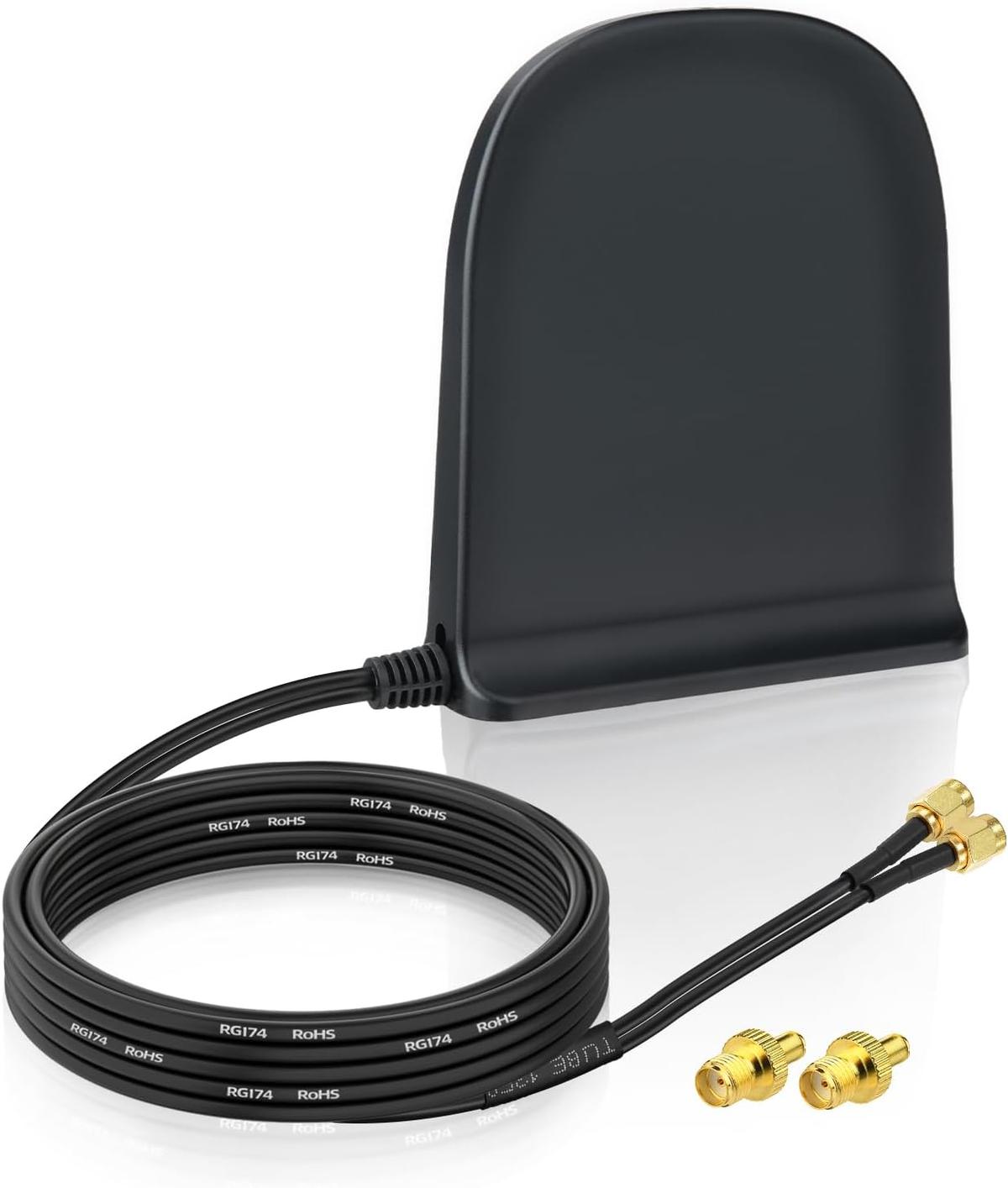 Eightwood 5G LTE 4G Antenne 10dBi SMA Stecker Dual Band MIMO Antenne mit Magnetfuß Rundstrahlantenne 2M Kabel für GSM Mobile Hotspot Router CPE Wildkamera Überwachungskamera IoT Smart Home