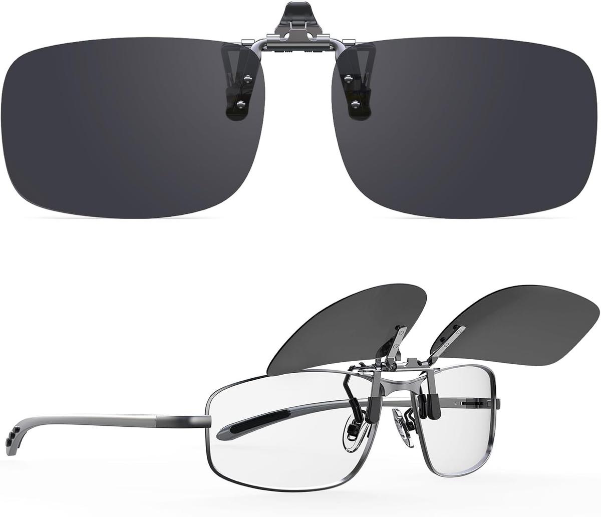 Goiteia Polarisierte Sonnenbrille zum Aufklipsen über Korrekturbrillen für Männer und Frauen - Einfaches Auf- und Absetzen mit einer Hand - Verbesserte Gläser ohne Blaulicht