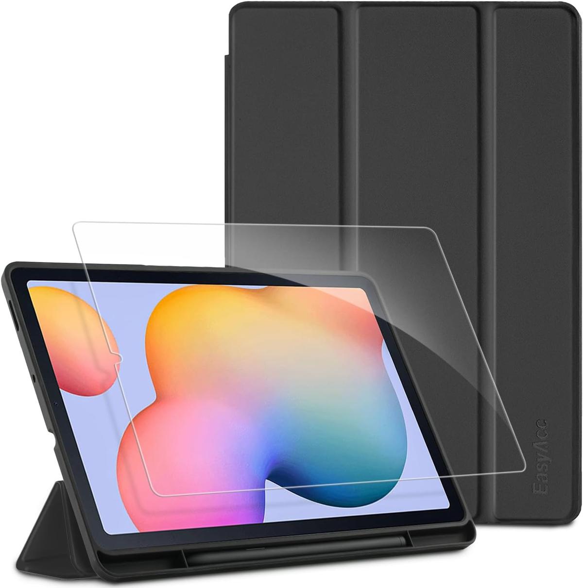 EasyAcc Hülle für Samsung Galaxy Tab S6 Lite 2024 2022 2020 10.4 Zoll mit Schutzfolie - Ultra Dünn mit S Pen Halter Schutzhülle für SM-P620N/ P625N/ P610N/ P613N/ P615N Schwarz