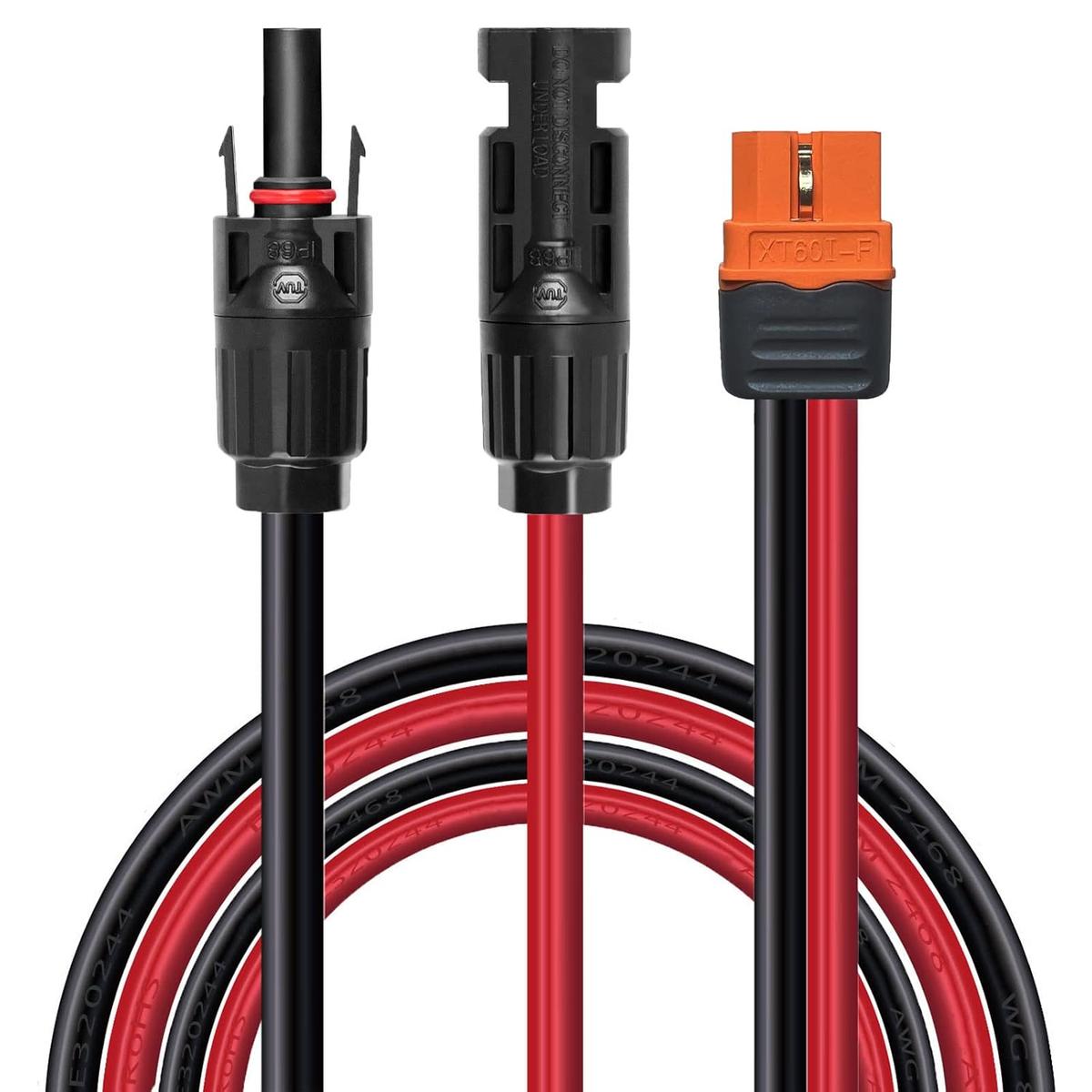 Solarladekabel Solarstecker auf XT60i Adapter Stecker Anschluss Solarpanel 12AWG XT60i-F Kabel Kompatibel für Ecoflow Delta River Solargenerator Tragbare Powerstation 150CM (1.5M)