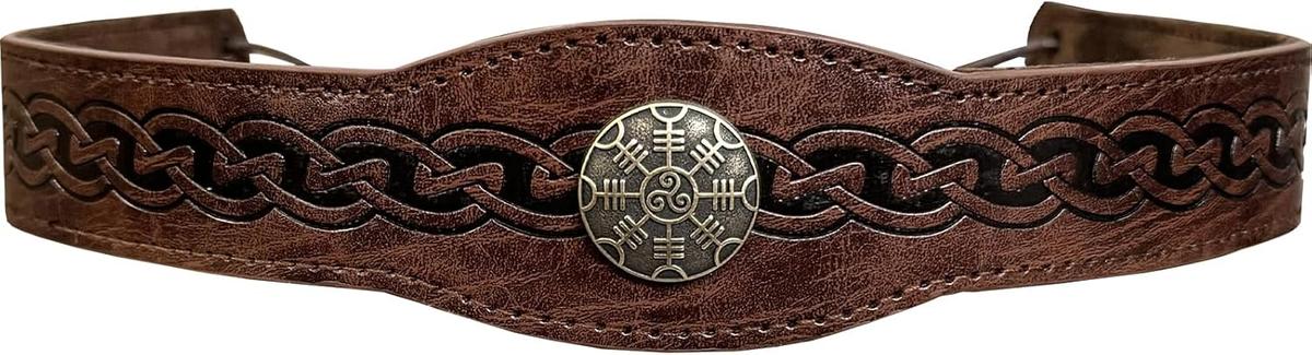 HiiFeuer Mittelalterlich Geprägter Kopfschmuck aus Kunstleder, Retro Renaissance Verstellbares Stirnband, Cosplay Kostüm Zubehör für LARP