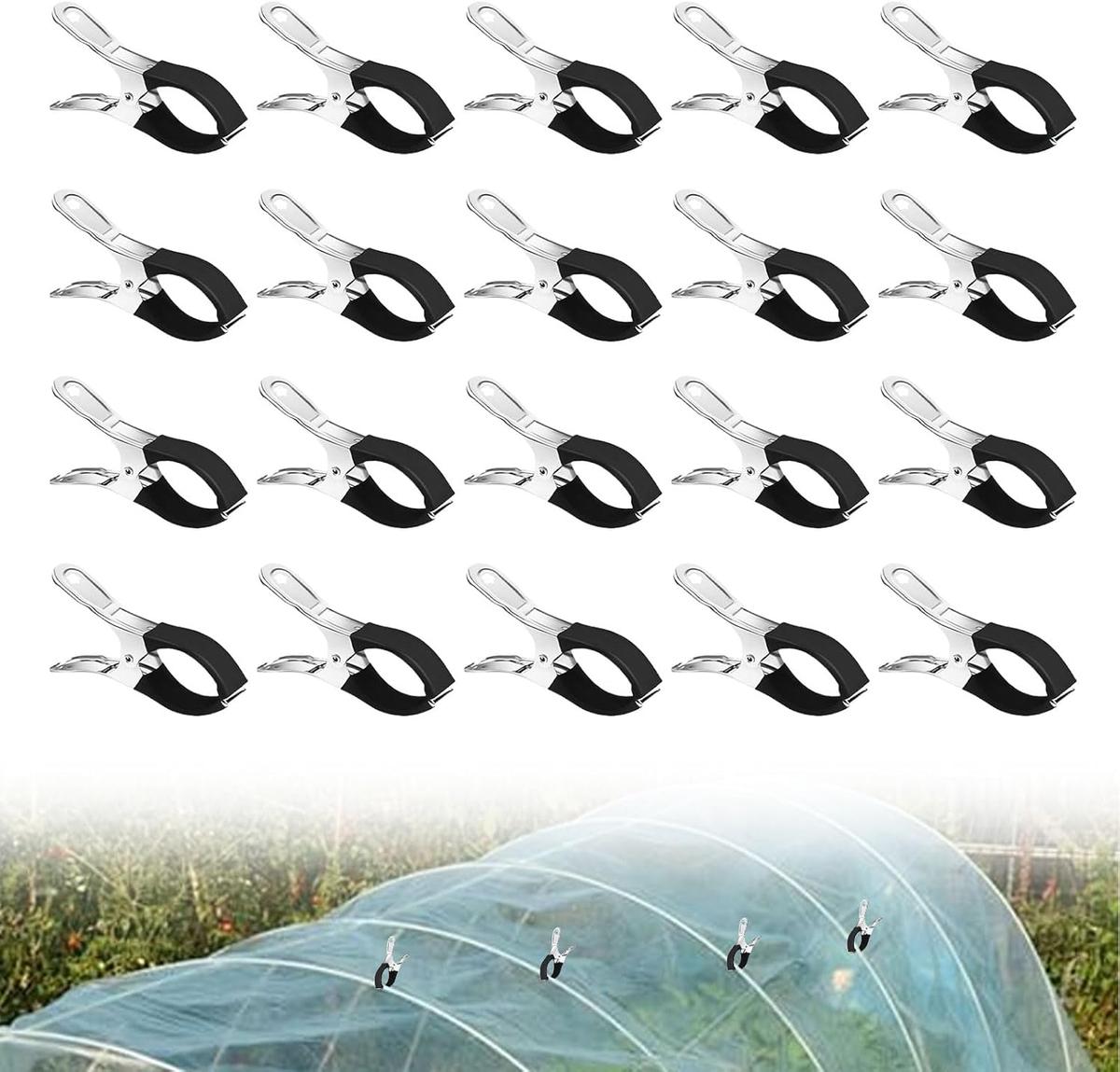 20 Stück Klammern Metall für Poolabdeckung, Befestigungsklammern mit Schutzfolie, Planenclips, Klemmzwingen für Oberirdische Pools, Klemmzwingen mit Starker Spannkraft zum Fotografie und Gewächshaus