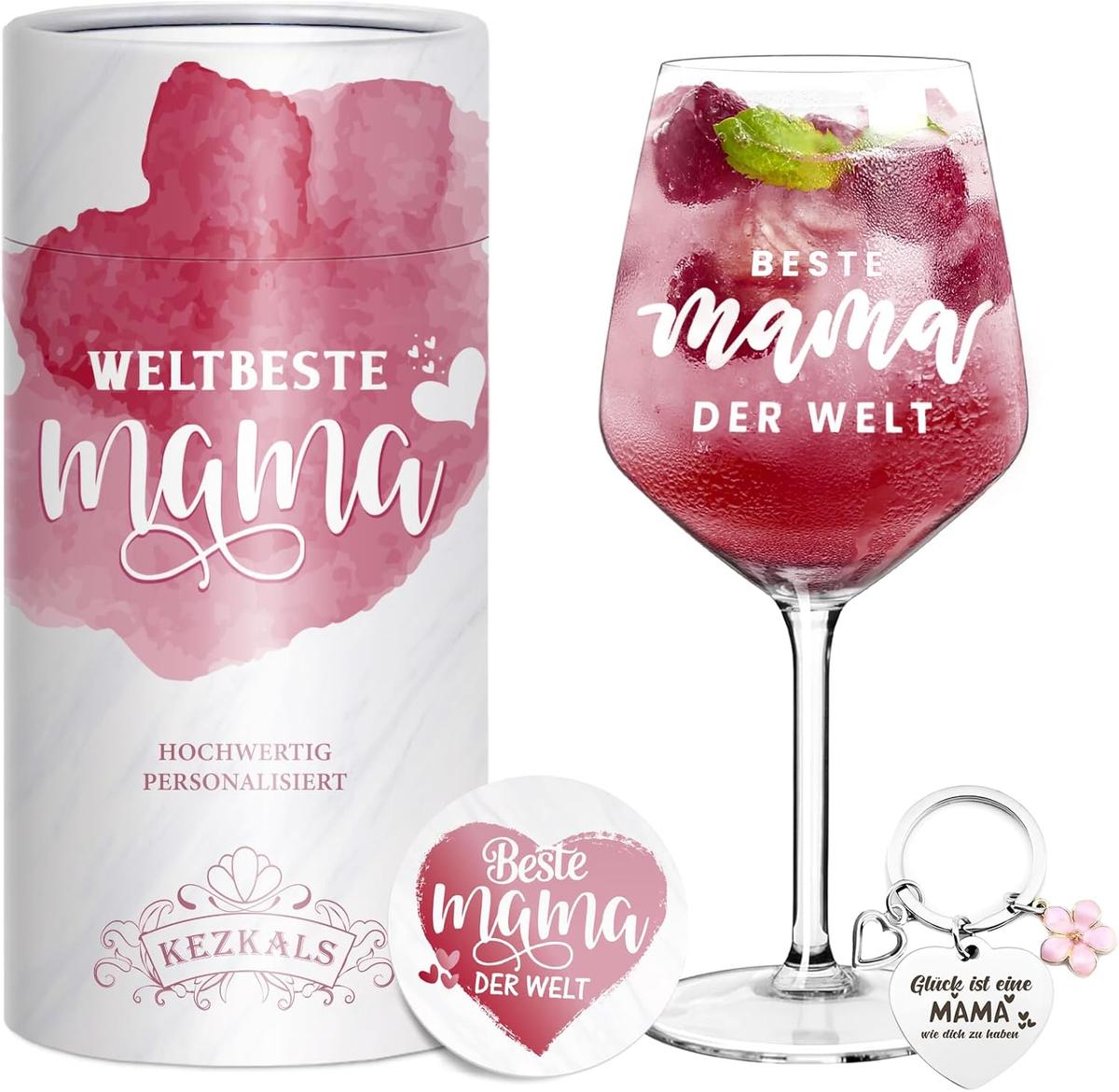 KEZKALS Geschenke für Mama Frauen Sie, Weinglas Set, Muttertagsgeschenk, Geburtstagsgeschenk Lustige Kleine Muttertag Geschenk Muttertagsgeschenke für Mama Frauen